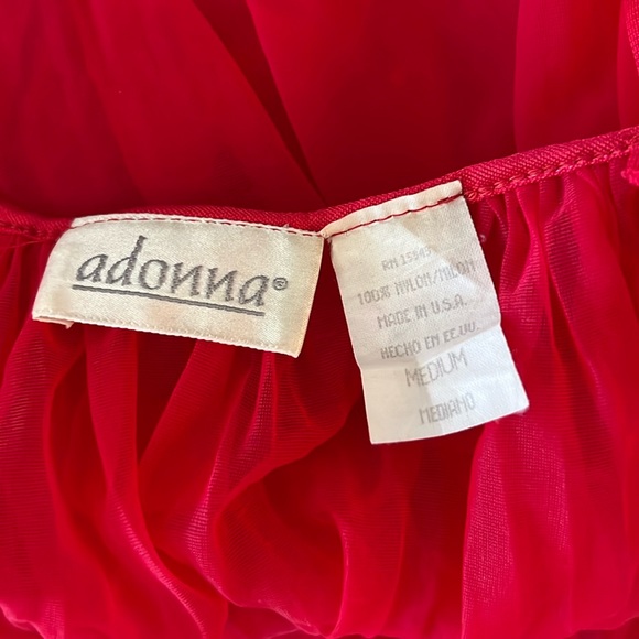 Vintage Adonna 80s Red Chemise Babydoll Nightie - Picture 8 of 9